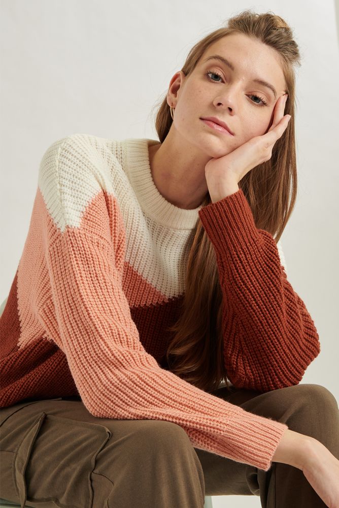 24 Colours Knitted Sweater Rust/Pink