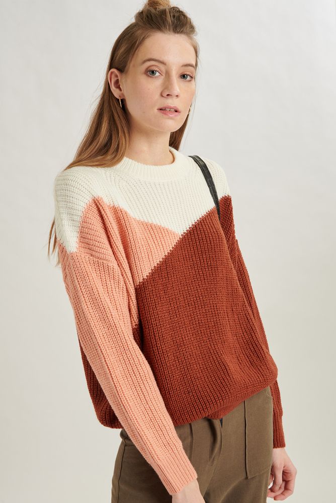 24 Colours Knitted Sweater Rust/Pink