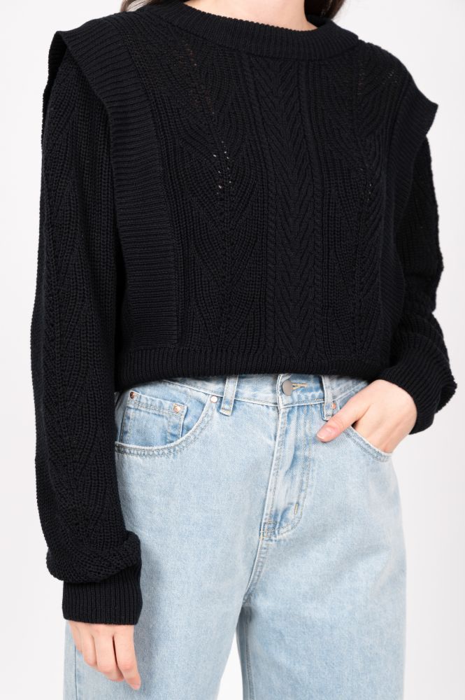 24Colours Knitted Sweater Black Shoulderdetail