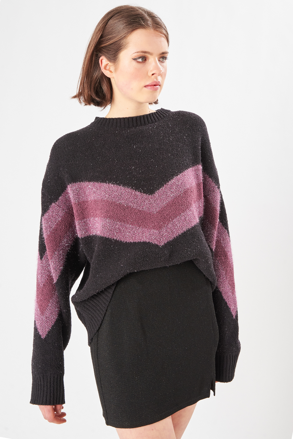 24Colours Sweater Black Purple Glitter