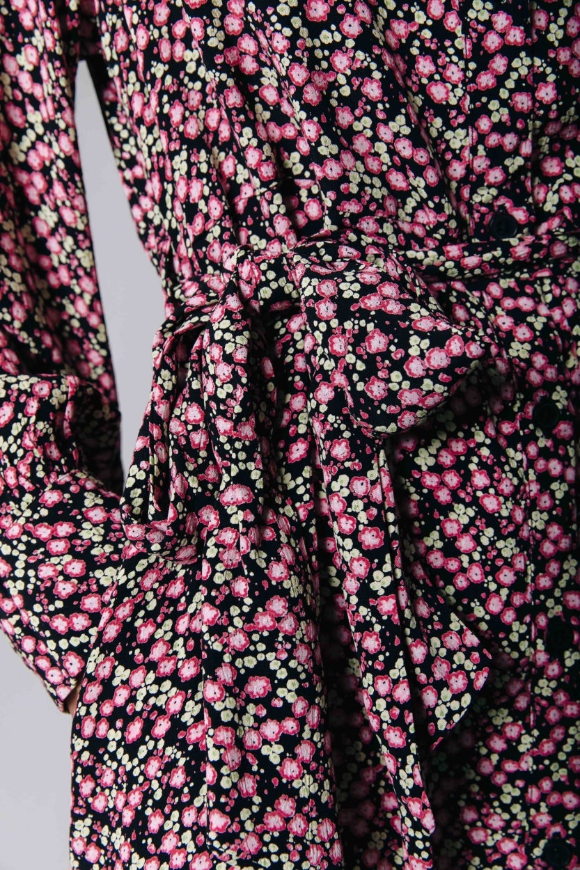 Colourful Rebel Kera Small Flower Maxi Shirt Dress Sweet Pink