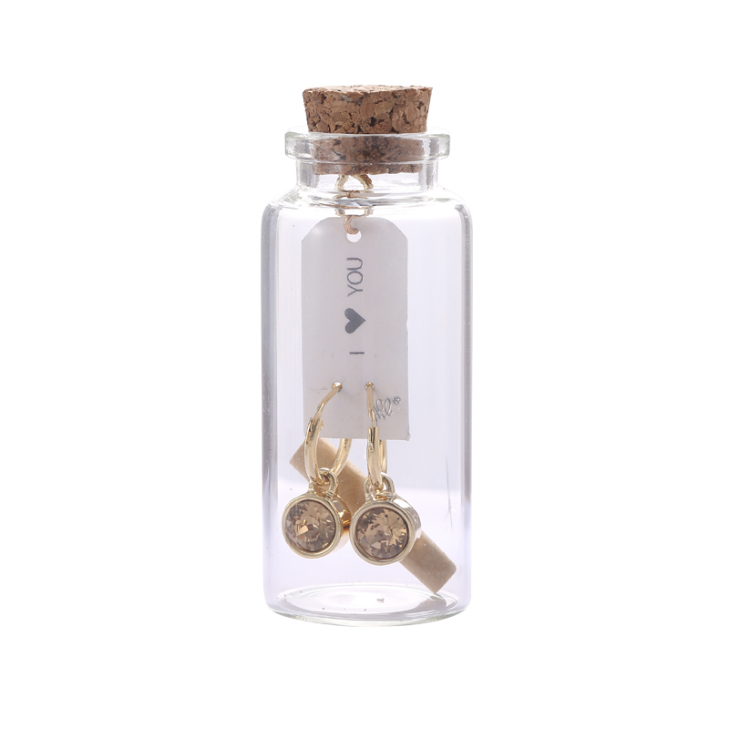 Oorbellen Message in a bottle - Gold with gold stone