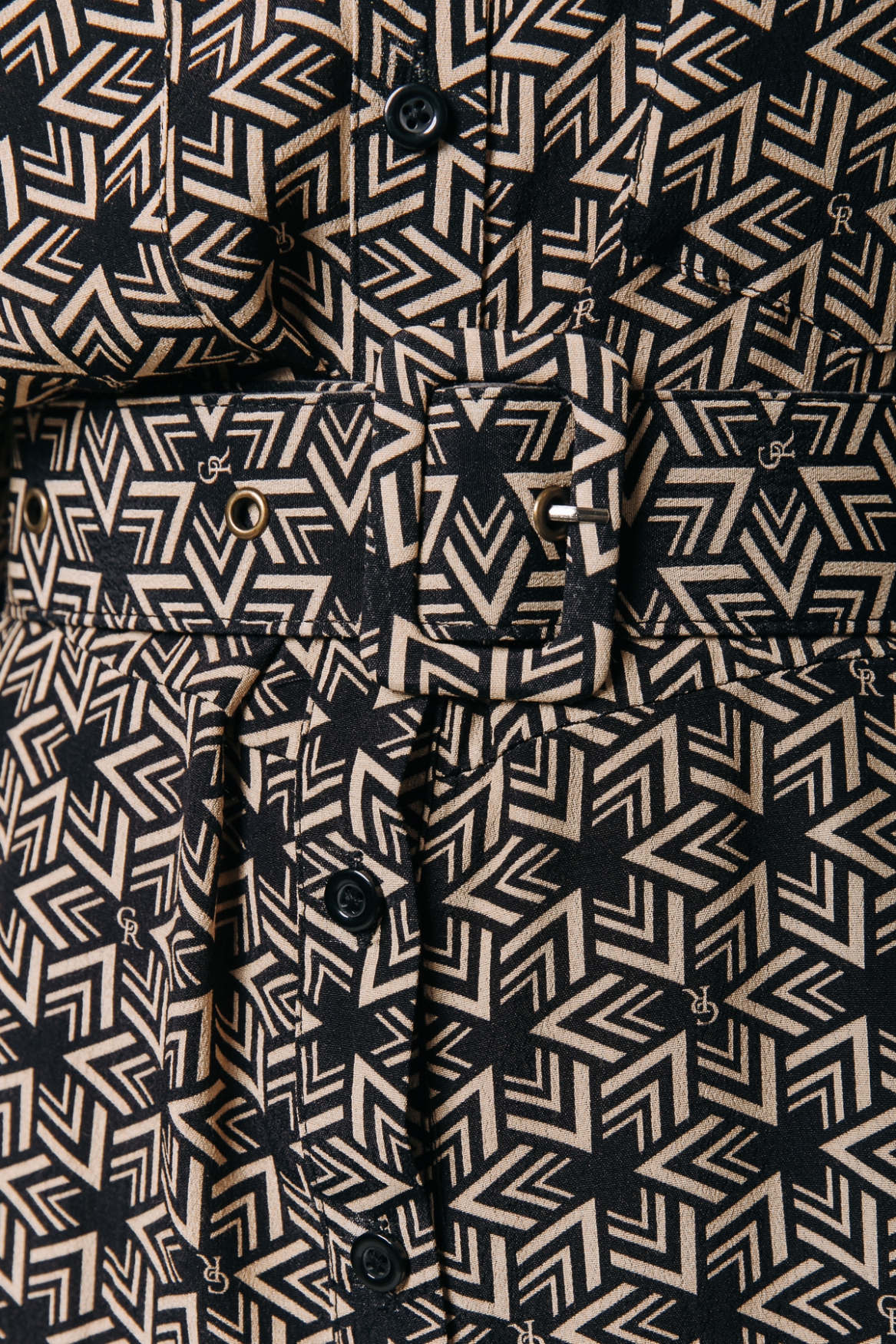 Laila CR Geometric Maxi Shirt Dress Sand Colourful Rebel