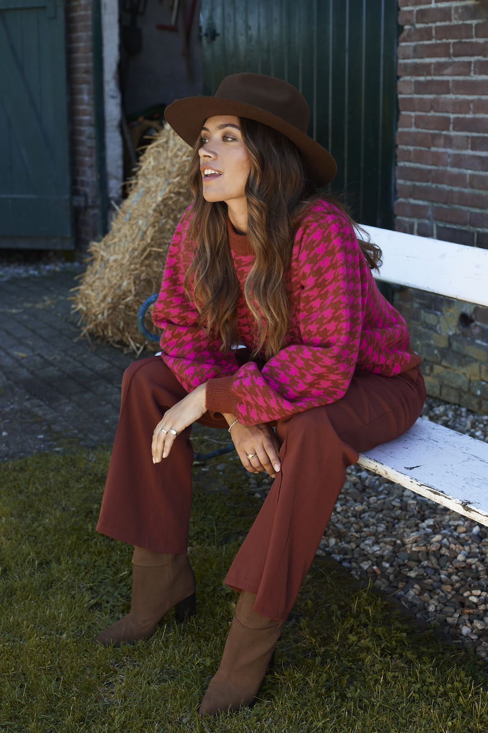 Ydence Knitted sweater Kimberly Fuchsia/rust