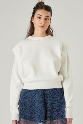 Sweater met schouderdetail in de kleur offwhite van 24colours