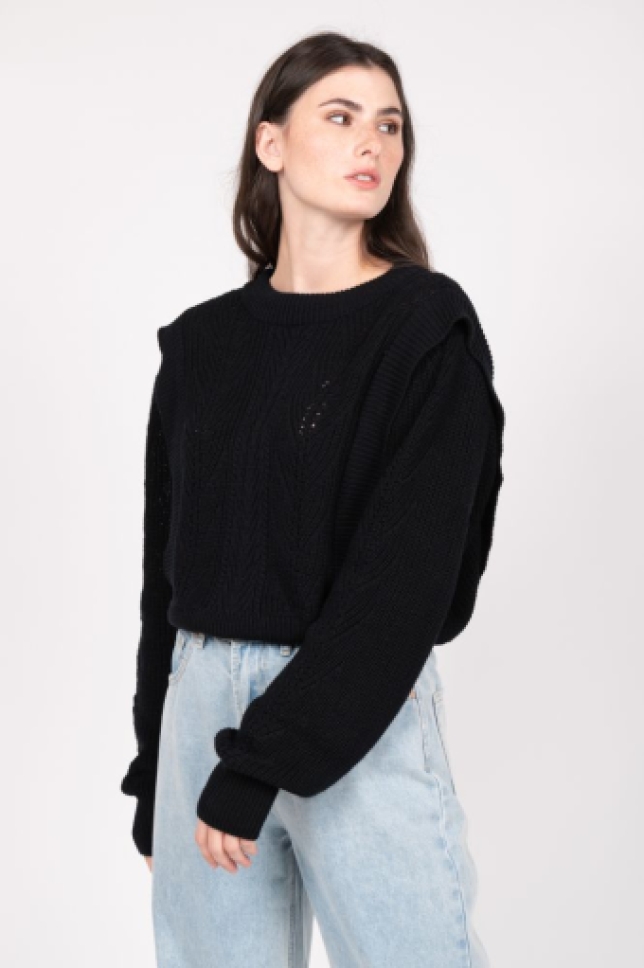 24Colours Knitted Sweater Black Shoulderdetail