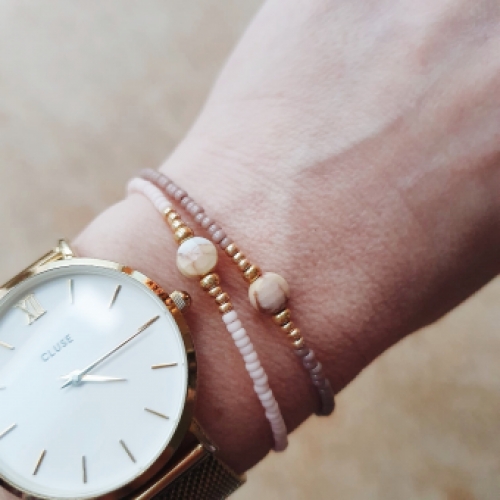 Mooi! Jewels Armband met natuursteen – Taupe