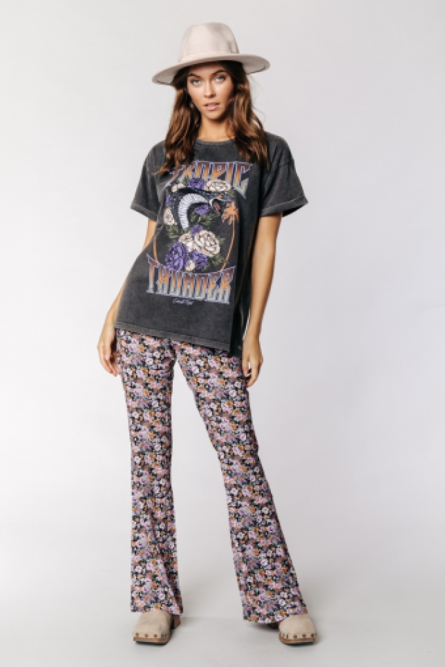Nadine Ditzy Flower Flare Pants Multicolor Colourful Rebel